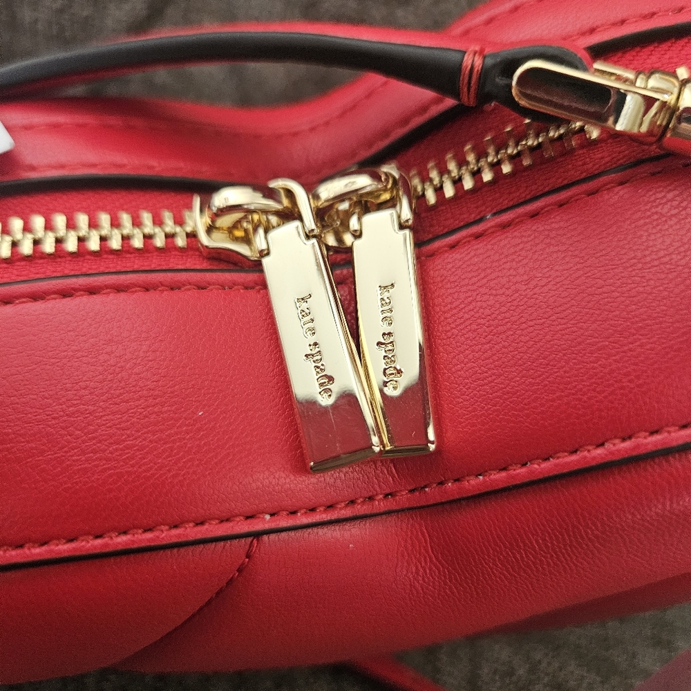 Kate Spade New York Love Shack Quilted 3D Heart Crossbody bag in ruby red - Picture 6 of 7